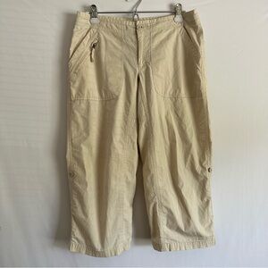 LL Bean Womens Capris Size 10 Reg Convertible Roll Tab Pants Beige